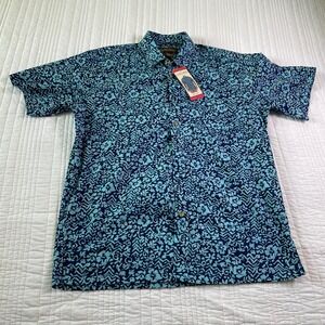 Cooke Street Mens Hawaiian Shirt Blue Floral Cotton Button Down M 0510C0M78